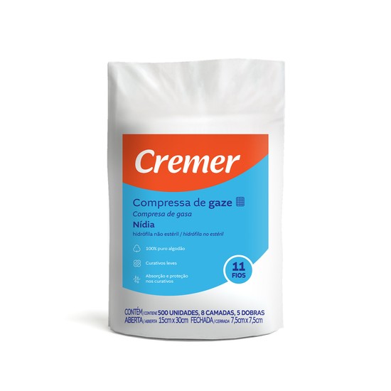 Compressa de Gaze Nídia 11 Fios Não Estéril - Cremer