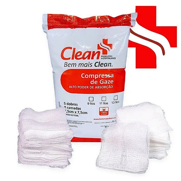Compressa de Gaze 13 Fios Não Estéril - Clean