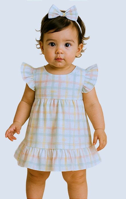 Vestido Infantil e Bebê Luxo 100% Algodão com Laço