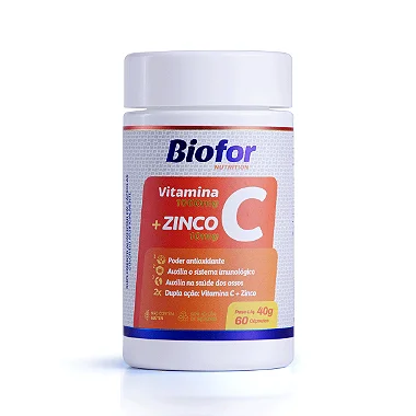 Vitamina C 1000mg + Zinco 10mg - 60 Cápsulas Biofor