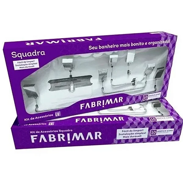 Kit de Acessorios para banheiro 5 Pçs Squadra 5000-SQD-CR - Fabrimar