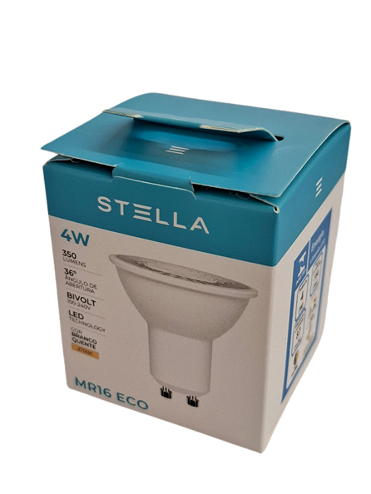 Lâmpada Led Stella Dicróica Mr16 Eco 4w Gu10 Biv 2700k Sth8534/27 Branco Quente