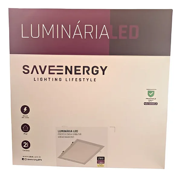 Plafon Embutir 30x30cm 25w 4000k (Branco Neutro) Se-240.3008 Saveenergy Branco