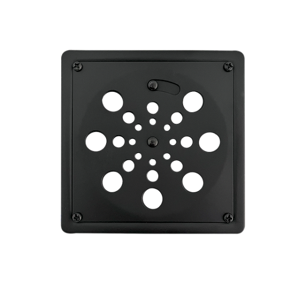 Ralo Grelha Inox 430 Quad. 10x10cm Com Caixilho Abre E Fecha Preto Fosco