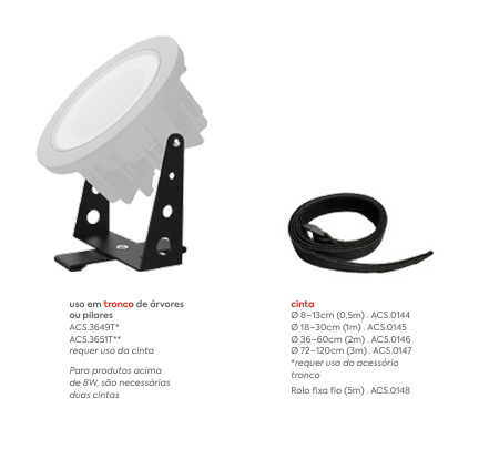 Acessorio para tronco projetor de 8w ACS.3649T + Cinta com Velcro ACS.0145