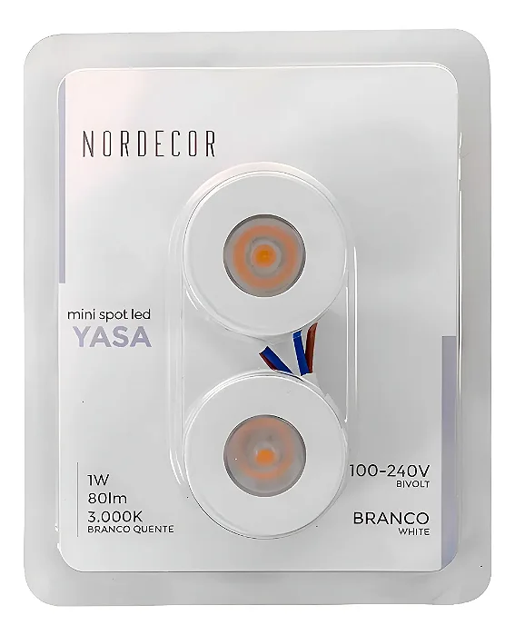 Mini Spot (par) Led Yasa Redondo Nordecor 6327 1w 3000k Branco 127/220v Branco Quente