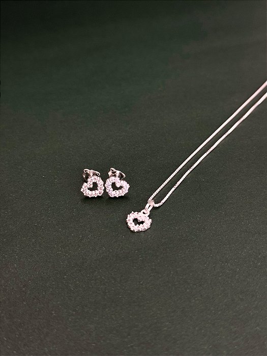 Conjunto Coração Cravejado