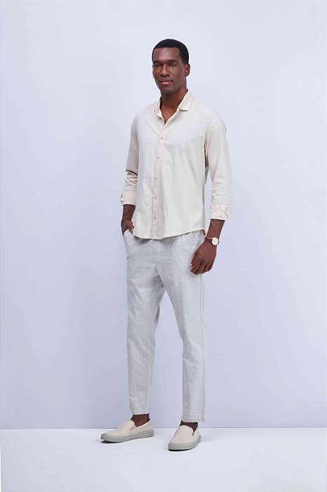 CAMISA SUPER SLIM COLARINHO CURTO EM TECIDO COM ELASTANO