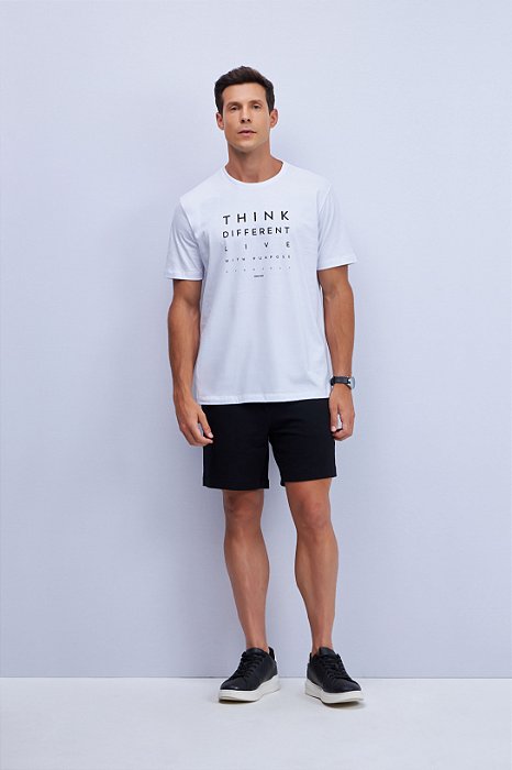 CAMISETA SLIM MANGA CURTA EM MALHA COM ESTAMPA FRONTAL