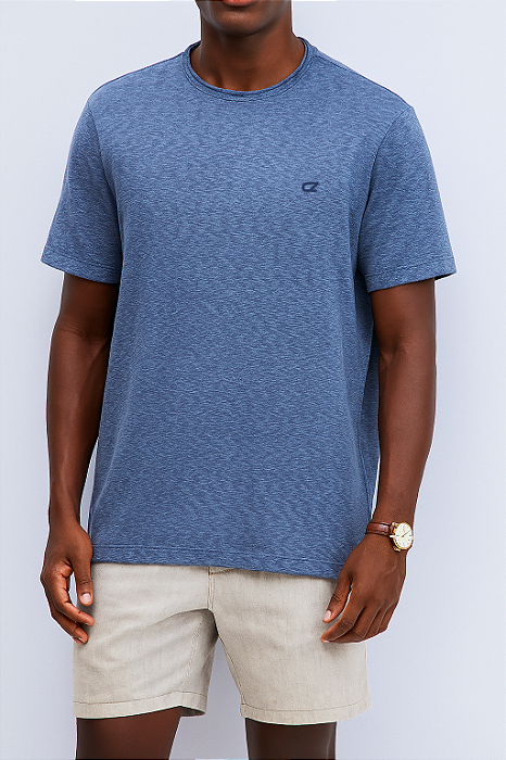 CAMISETA SLIM MANGA CURTA EM MALHA FLAMÊ