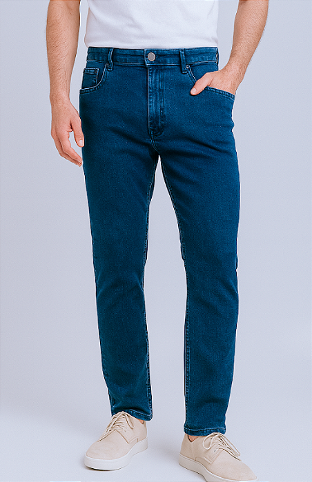 CALÇA COMFORT DENIM EM ALGODÃO MEDIO