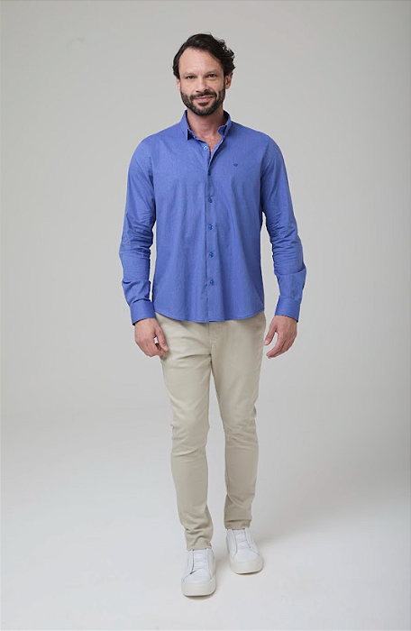 CAMISA COMFORT MANGA LONGA EM ALGODÃO