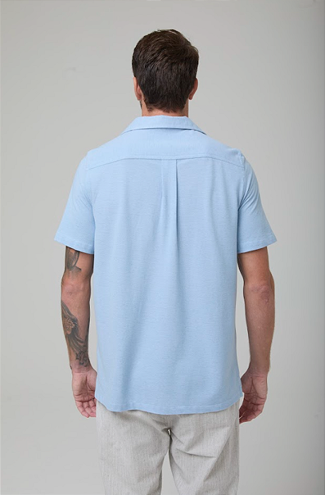 CAMISA VENICE  MANGA CURTA EM MALHA COM LINHO