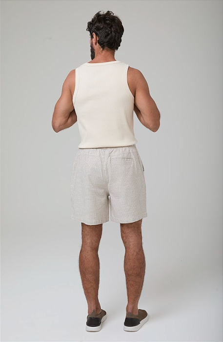 BERMUDA VENICE EM ALGODÃO LISTRADO