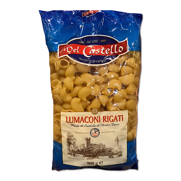 Pasta Italiana Lumaconi Rigati embalagem de 500 Gr