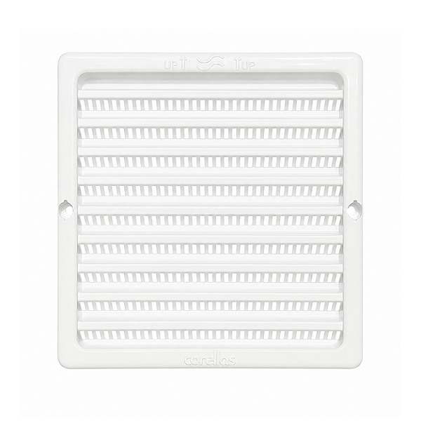 Grelha De Ventilação Quadrada Com Tela Branca em ABS 15x15 Cm