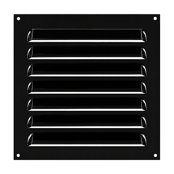 Grelha de Ventilação Em Alumínio Preta 20x20 cm