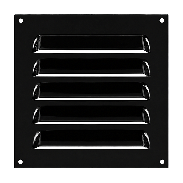 Grelha de Ventilação Em Alumínio Preta 15x15 cm