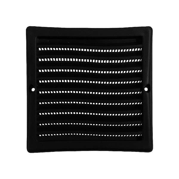 Grelha De Ventilação Quadrada Com Tela De Plástico 15x15 Cm Preta