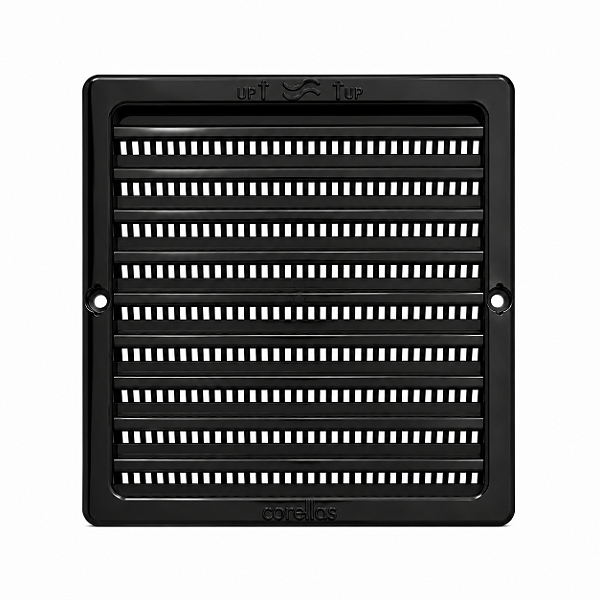 Grelha De Ventilação Quadrada Com Tela Preta em ABS 15x15 Cm