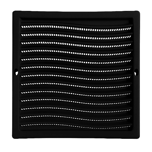 Grelha De Ventilação Quadrada Com Tela De Plástico 20x20 Cm Preta