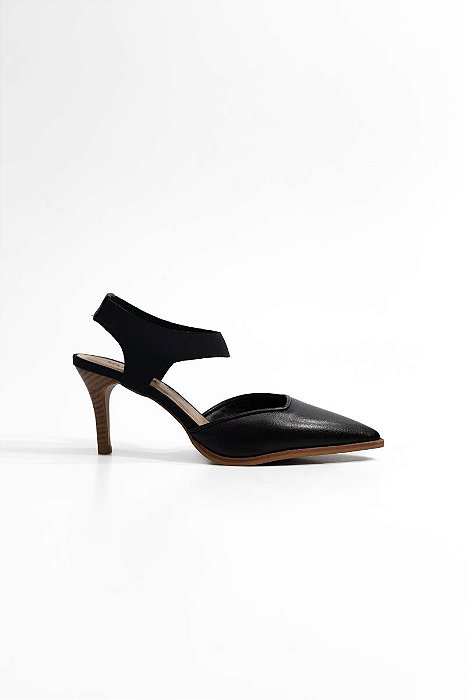 SLINGBACK VANUCIA COURO E LYCRA