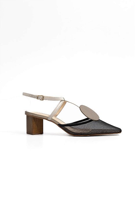 SLINGBACK VANUCIA TELA COM ACESSÓRIO