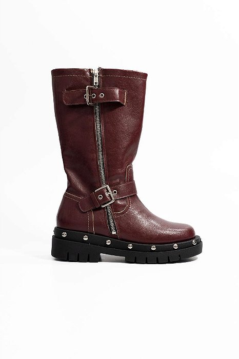 COTURNO VANUCIA CANO ALTO COM FIVELAS E ZIPER