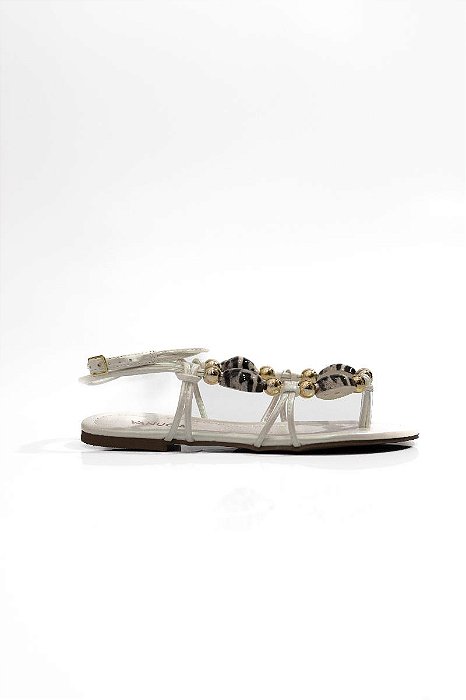 SANDÁLIA RASTEIRA COM ACESSÓRIOS METAL E PEDRA