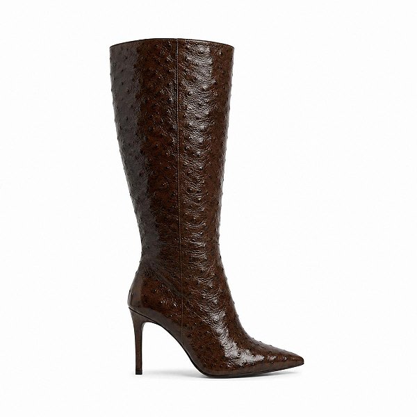 BOTA VANUCIA COURO DE AVESTRUZ BICO FINO SALTO FINO