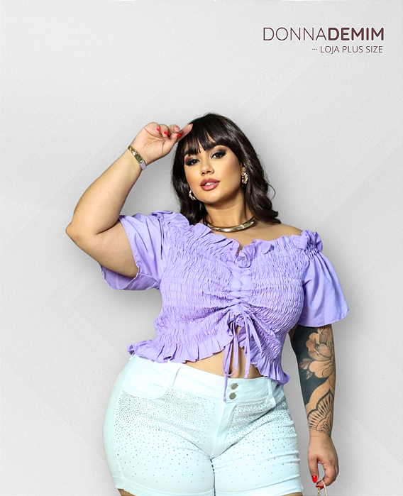 Cropped Ciganinha Lilás Plus Size