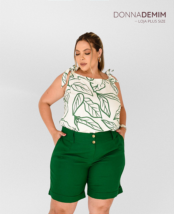 Blusa Alice estampado verde Plus Size