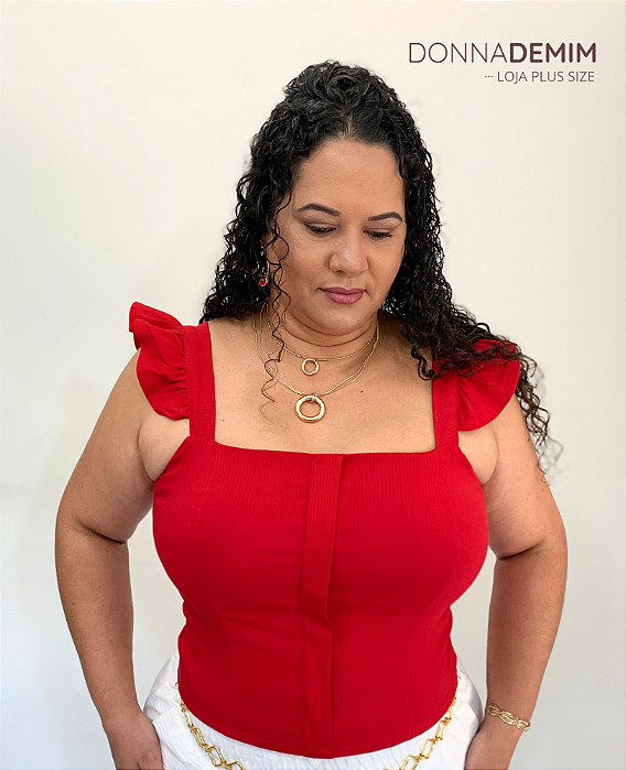 Cropped Vermelho Plus Size