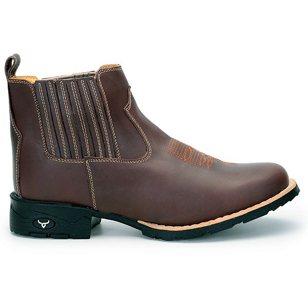 Bota Masculina Country Cowboy Bico Redondo Couro Legítimo Brete Boots