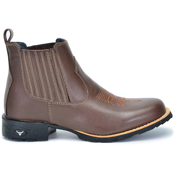 Bota Masculina Country Cowboy Bico Redondo Couro Legítimo Brete Boots