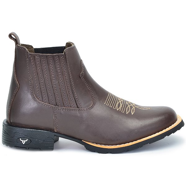 Bota Masculina Country Cowboy Bico Redondo Couro Legítimo Brete Boots