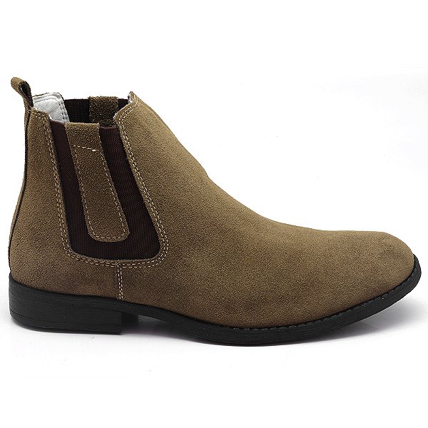Botina Chelsea Masculina XE 1000 Couro Camurça Macia Moderna Brete Boots