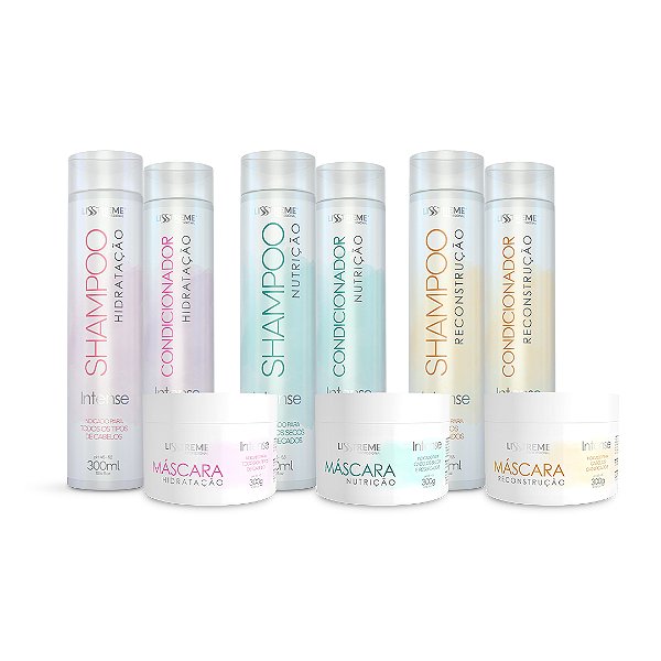 3 Kits Lisstreme 300ml - Hidratação, Nutrição e Reconstrução - Lisstreme Profissional