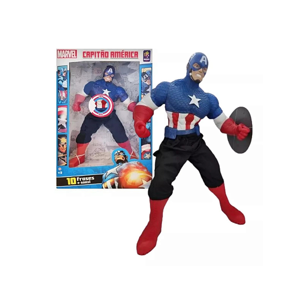 Boneco Capitão América 50cm 10 Frases