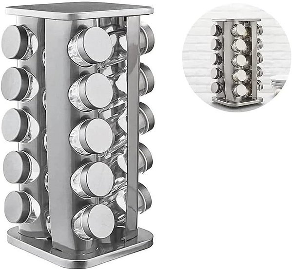 Porta Condimentos 20 potes aço inox