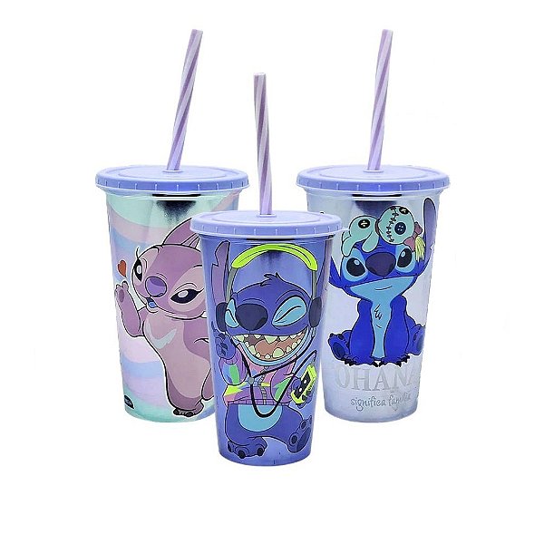 Kit 3 Copos do Stitch 500Ml Refrigerante Suco