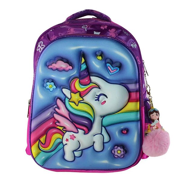 Mochila Escolar Infantil 3D Unicórnio