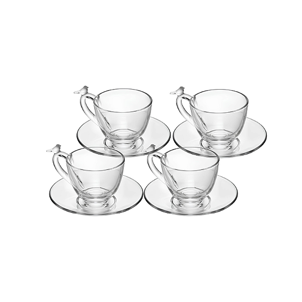 Conjunto 4 Xícaras de Chá de Cristal 180 ml Com Piris