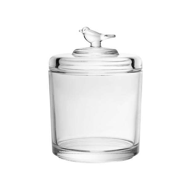 Pote de Cristal com Tampa Bird Wolff