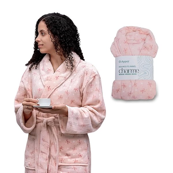 Roupão Rosa Feminino Quente Microfibra