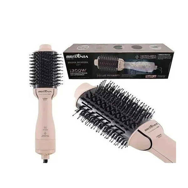 Escova Secadora Britania 1300W Bivolt Rosa