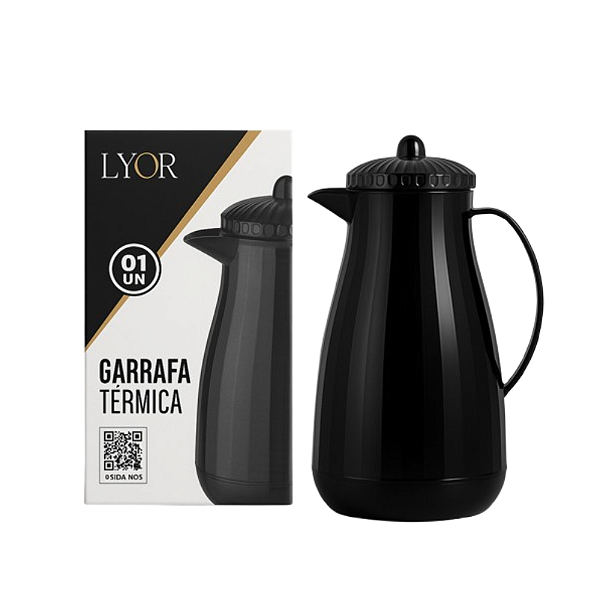 Garrafa Termica New Bambu Preta Plastico Lyor