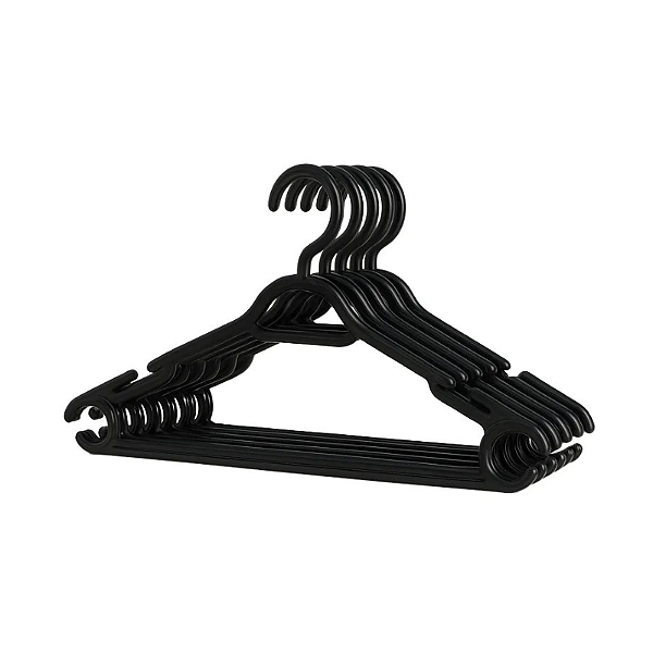 Cabide de Plástico Preto 24 pçs