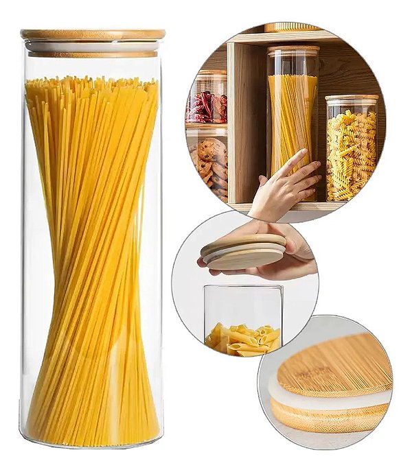 Pote Hermético Tampa de Bambu 1800mL