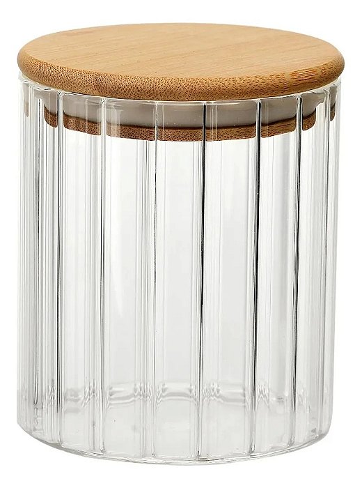 Pote Hermético Listrado Tampa Bambu 550ml
